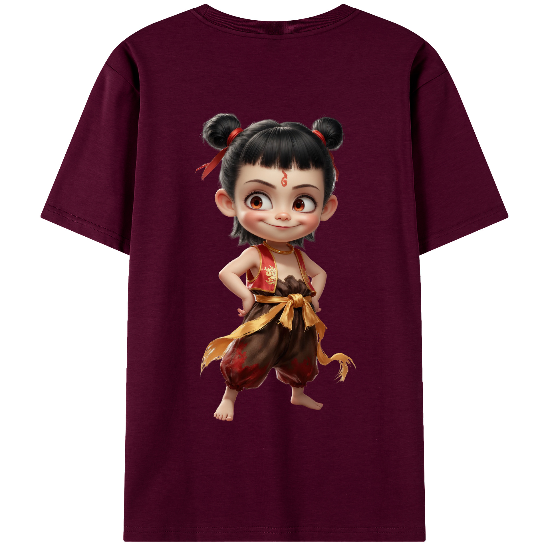 （画像用） Ne Zha 2 ナタ 魔童の大暴れ レディース半袖Tシャツ(バックプリント)
